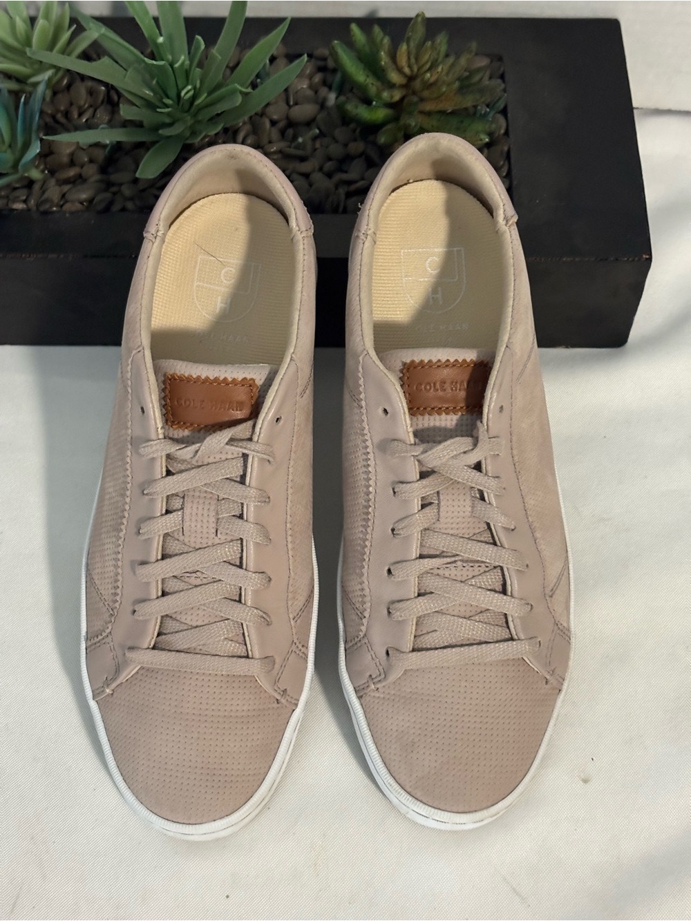 COLE HAAN LOW TOP LEATHER GRAND PRO SNEAKERS TAN COLOR SZ 8.5 - Picture 4 of 9
